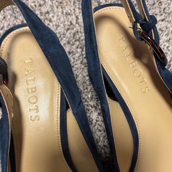 Talbots Dark Blue Suede Slingback Heels - Picture 2 of 4